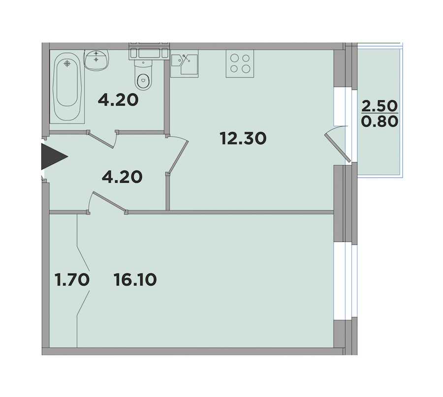 Однокомнатная квартира в : площадь 39.3 м2 , этаж: 1 – купить в Санкт-Петербурге